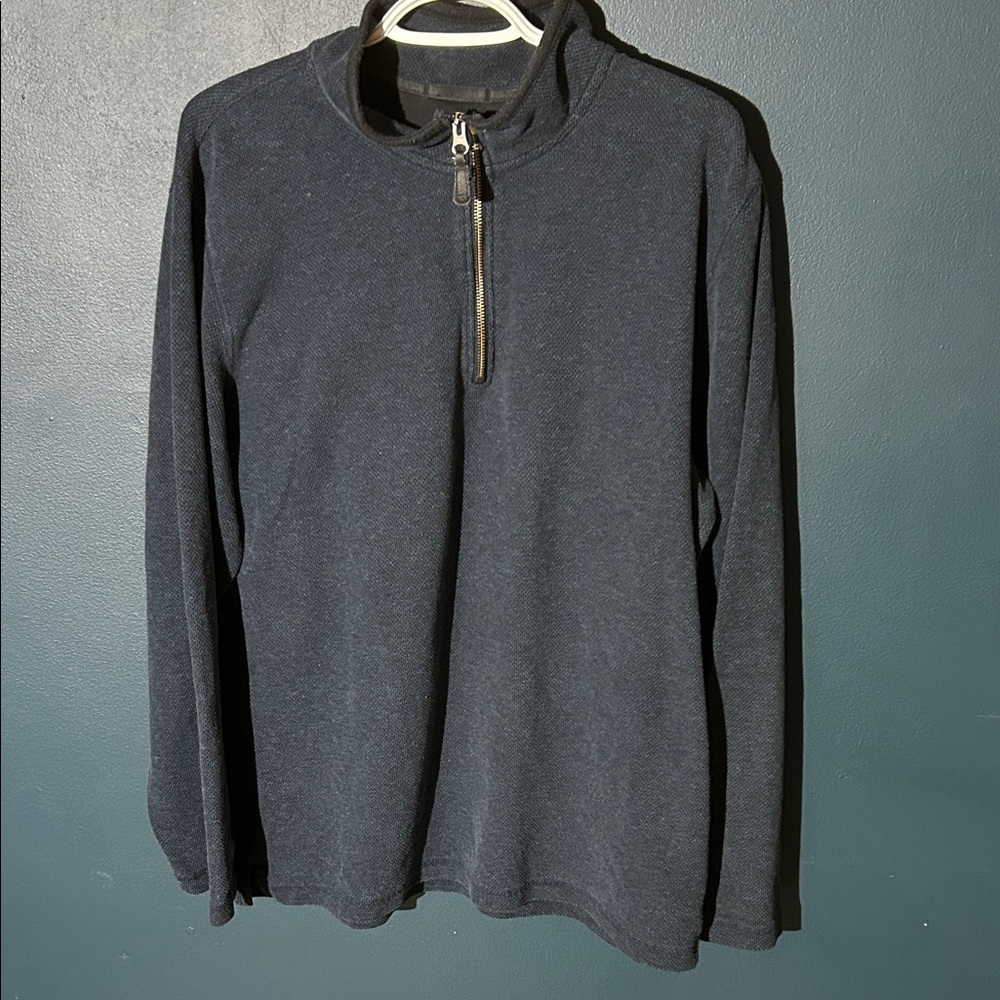 Men's Navy Zip-Up Waffleknit Sweater